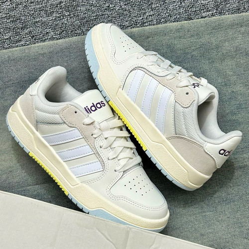 adidas neo Entrap低帮板鞋男女同款白灰黄EH1298