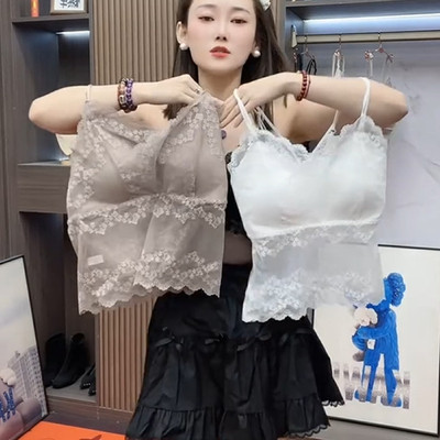 2025性感蝴蝶吊带美背背心女夏季薄款固定杯显瘦大胸显小大码上衣
