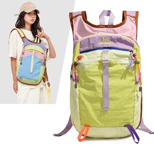 2026新款户外马甲背包女山系运动双肩包女款夏季好看拼色登山包