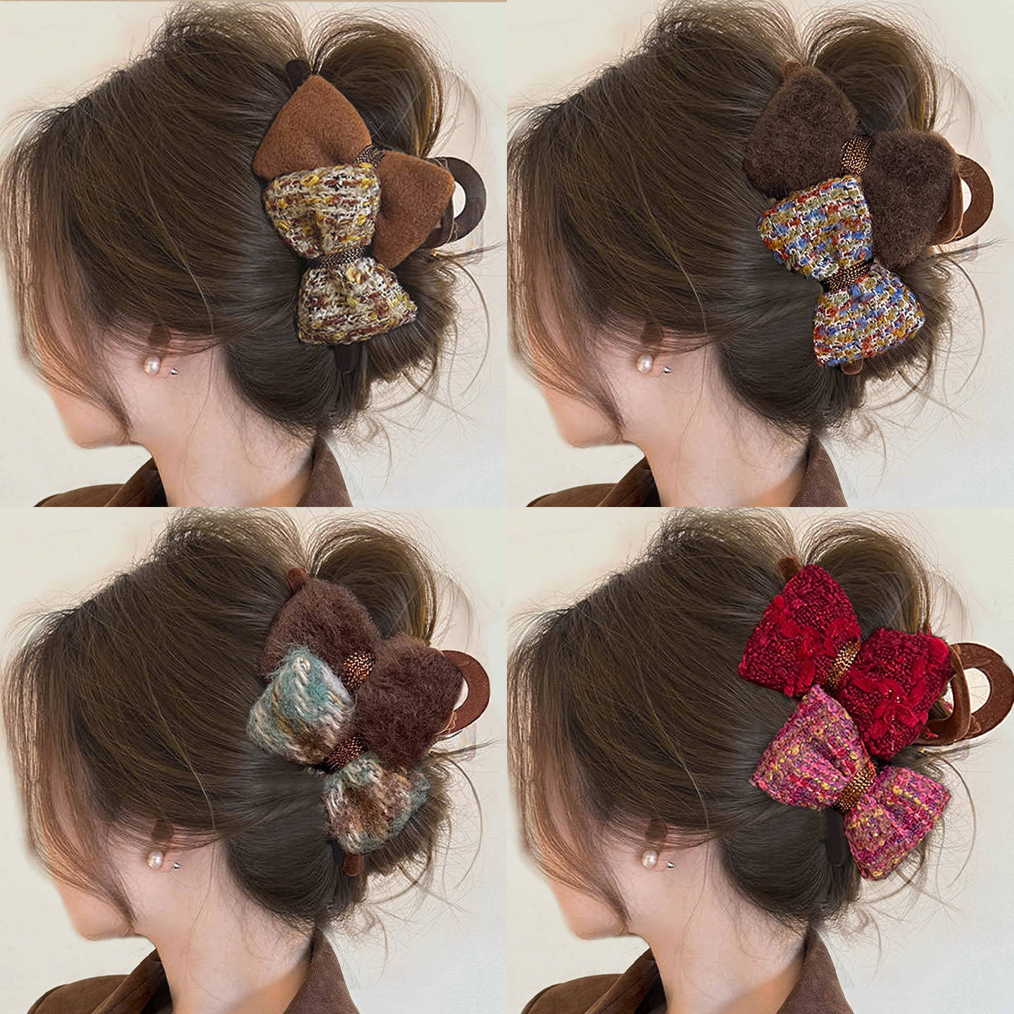 tktk秋冬毛绒发量少抓夹女感2025新款半扎发夹后脑勺鲨鱼夹子头饰