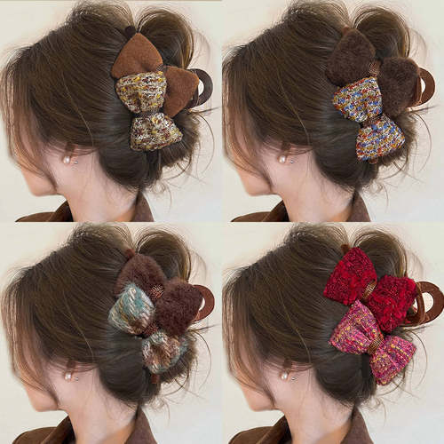 tktk秋冬毛绒发量少抓夹女感2025新款半扎发夹后脑勺鲨鱼夹子头饰