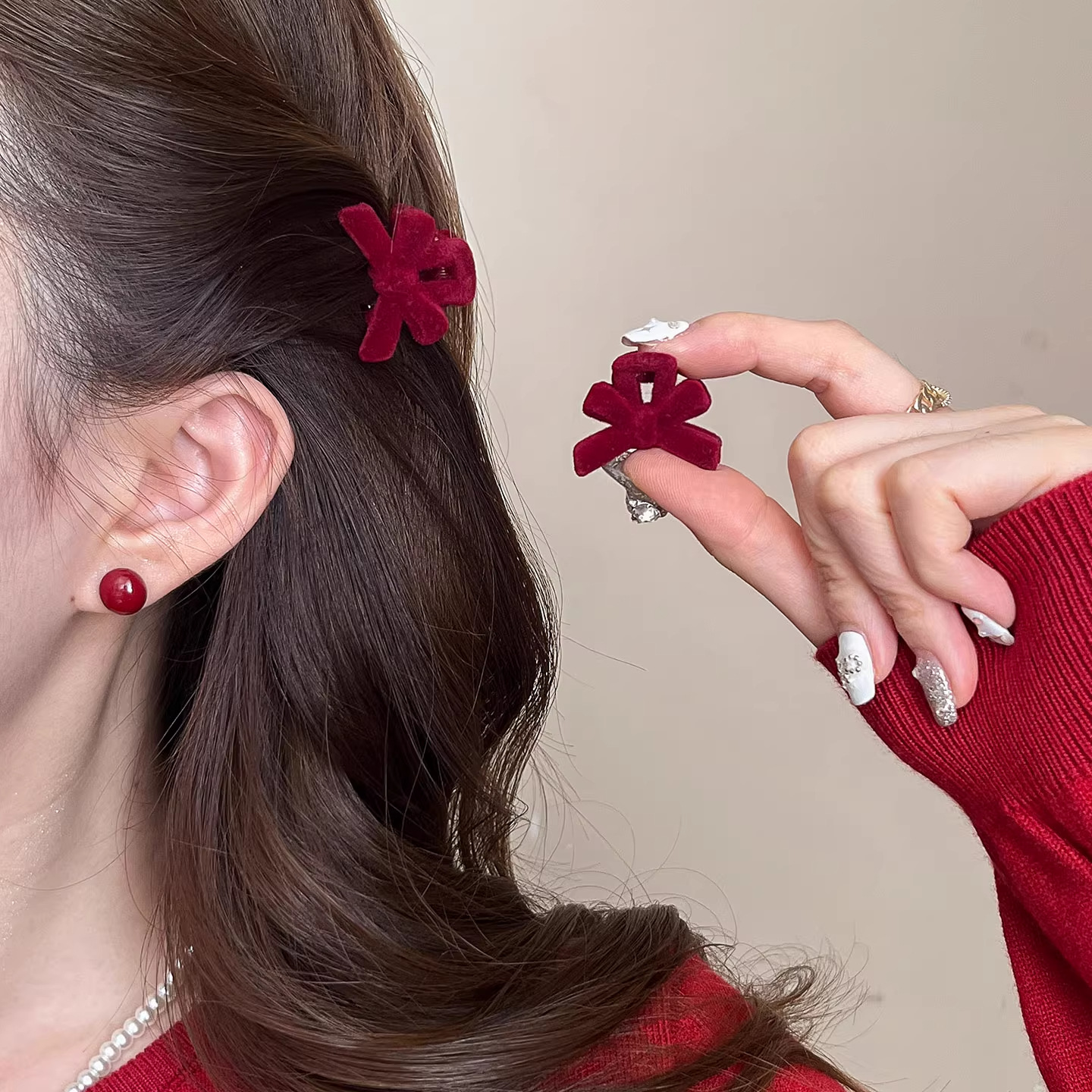 TKTK植绒公主头蝴蝶结抓夹小号2025新款碎发发夹女刘海夹前额侧边