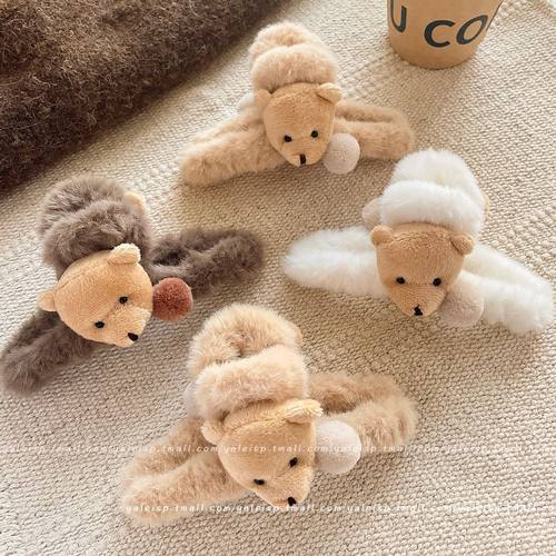 tktk发量多毛绒抓夹女款秋冬感大号鲨鱼夹后脑勺盘发发夹发卡头饰