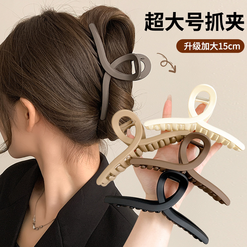 感大号抓夹女秋冬季鲨鱼夹2025新款后脑勺发夹美拉德夹子头饰