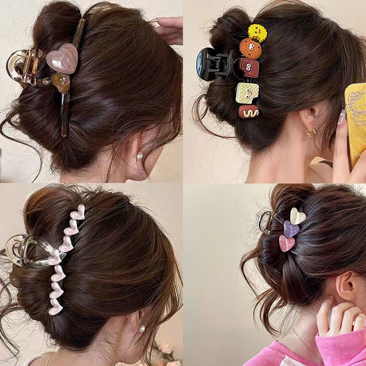 tktk夏季时尚大号鲨鱼夹女简约感发夹后脑勺抓夹发量多可爱头饰