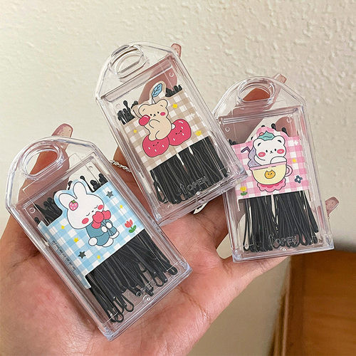 TKTK日系盒装侧边碎发夹女用黑色一字发卡小刘海卡子头饰发夹