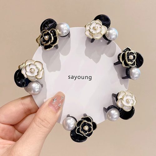 TKTK复古风山茶花边夹女碎发抓夹公主头饰迷你刘海发卡小发夹