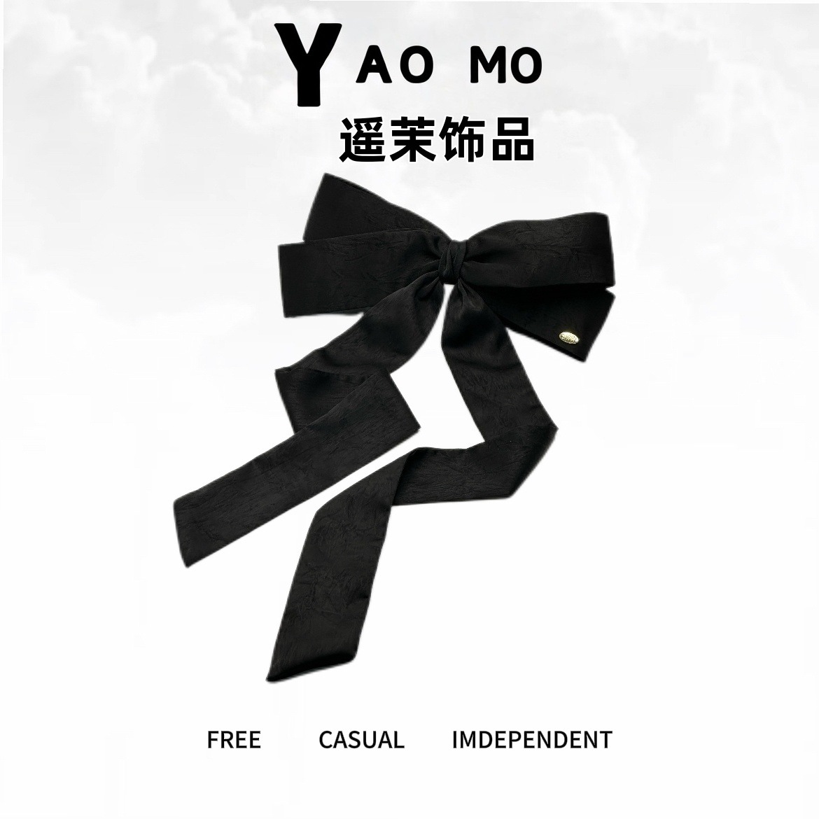 TKTK超大号蝴蝶结缎面长飘带鸭嘴夹优雅气质百搭显脸小蝴蝶结发夹