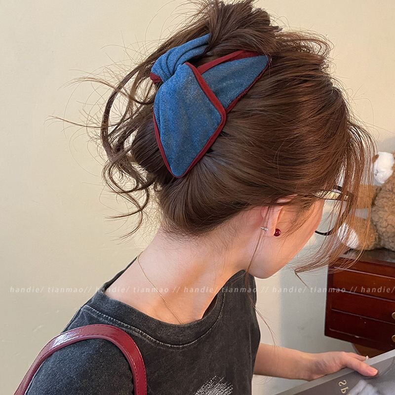 tktk韩系撞色三角抓夹女感2025新款大号鲨鱼夹发夹后脑勺盘发头饰