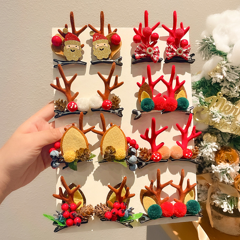 圣诞节前额鹿角发卡麋鹿氛围感女童发夹女刘海2025新款侧边夹bb夹