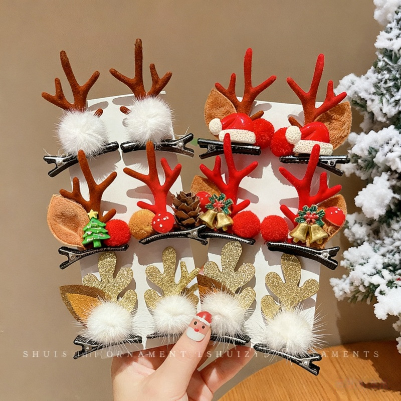 圣诞发卡前额2025新款女童麋鹿发夹装扮感刘海儿童bb夹