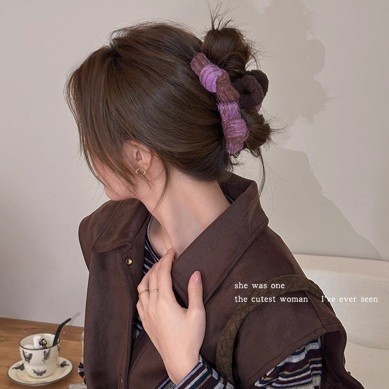 tktk秋冬布艺蝴蝶结发夹后脑勺盘发抓夹女感2025新款鲨鱼夹子发卡