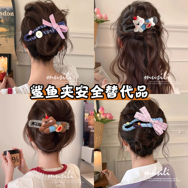 tktk蝴蝶结大号鸭嘴夹女2025新款感后脑勺一字发夹子抓夹发卡头饰