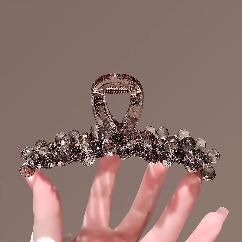 TKTK轻奢高端水晶大号抓夹鲨鱼夹女时尚百搭后脑勺盘发夹新款发抓