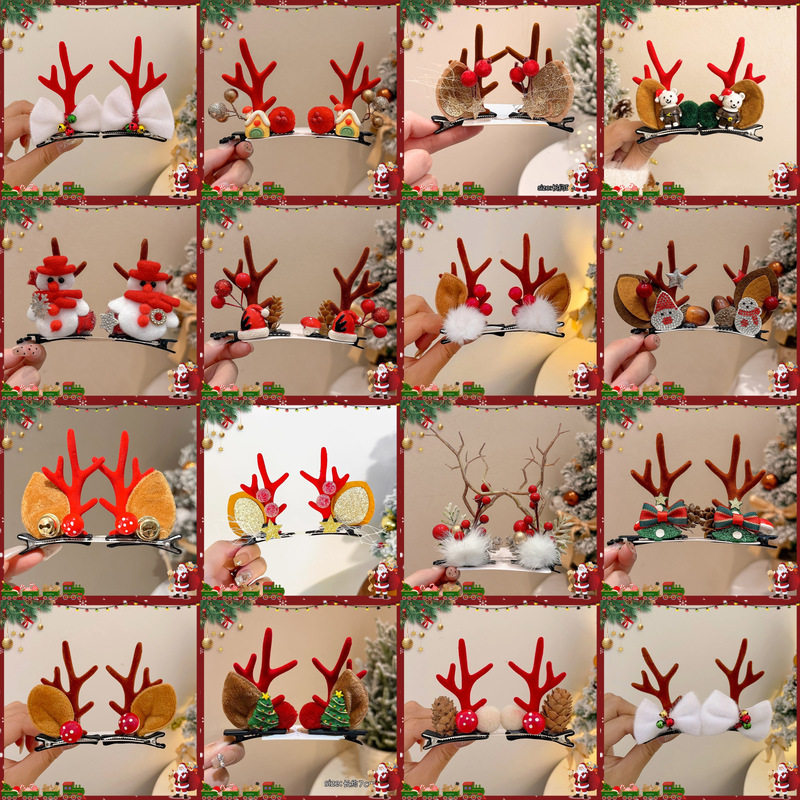 TKTK2025新款圣诞节发饰蝴蝶结发夹秋冬氛围感发箍鸭嘴夹拍照圣诞