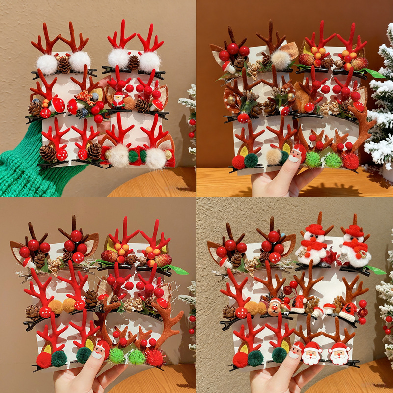 感可爱鹿角发夹麋鹿侧边圣诞bb夹氛围感2025新款女童发卡装扮