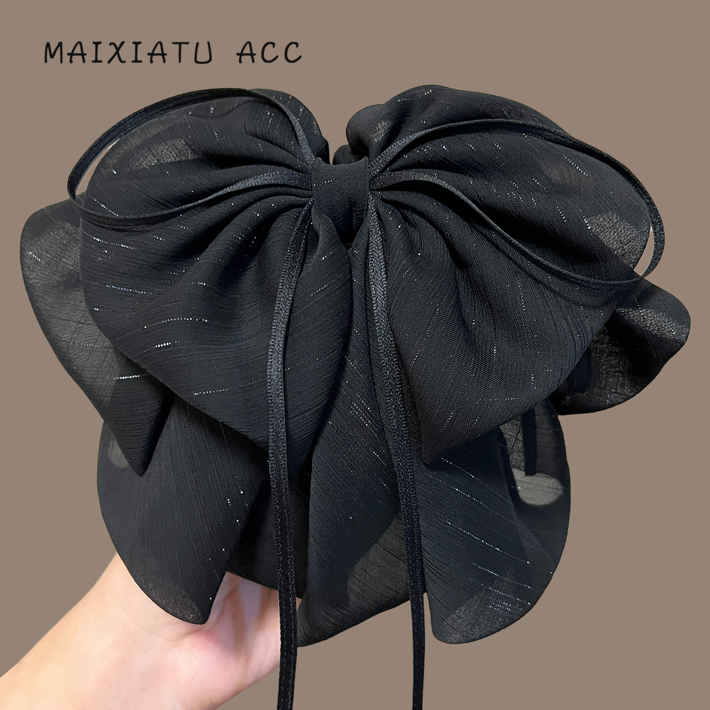 亮丝飘逸蝴蝶结马尾夹女后脑勺饱满显发量发夹半扎发发抓气质发卡