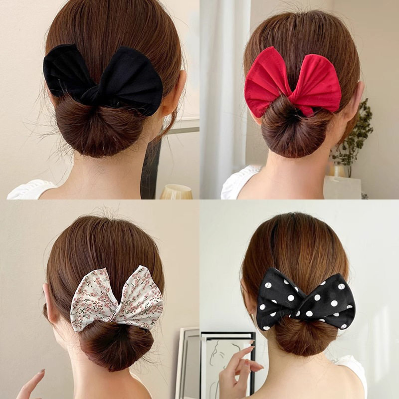 tktk2025新款懒人盘发魔术扭扭夹蝴蝶结发饰丸子头花苞夹成人发夹