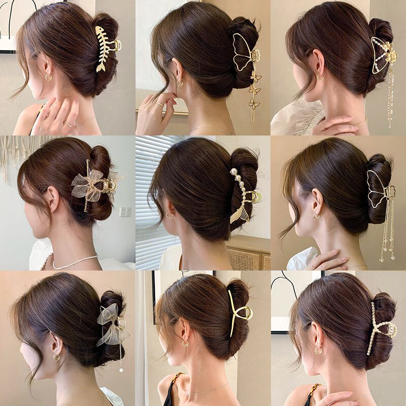 流苏金属抓夹女网红盘发发卡后脑勺大号发夹头饰感鲨鱼夹