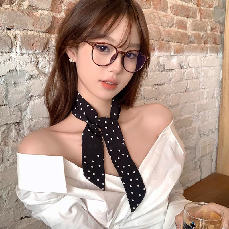 tktk2025新款复古波点丝巾ins风百搭领巾透气围巾时尚装饰