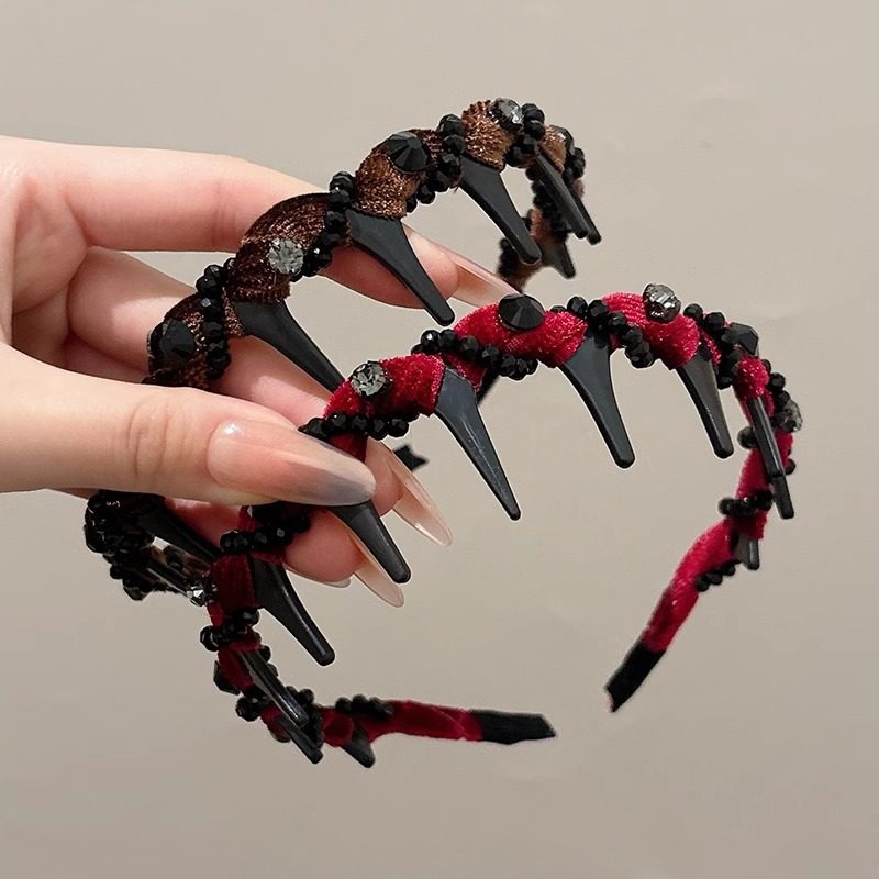 TKTK2025春季新款高颅顶丝绒发箍女带齿压发卡百搭头饰洗脸头箍