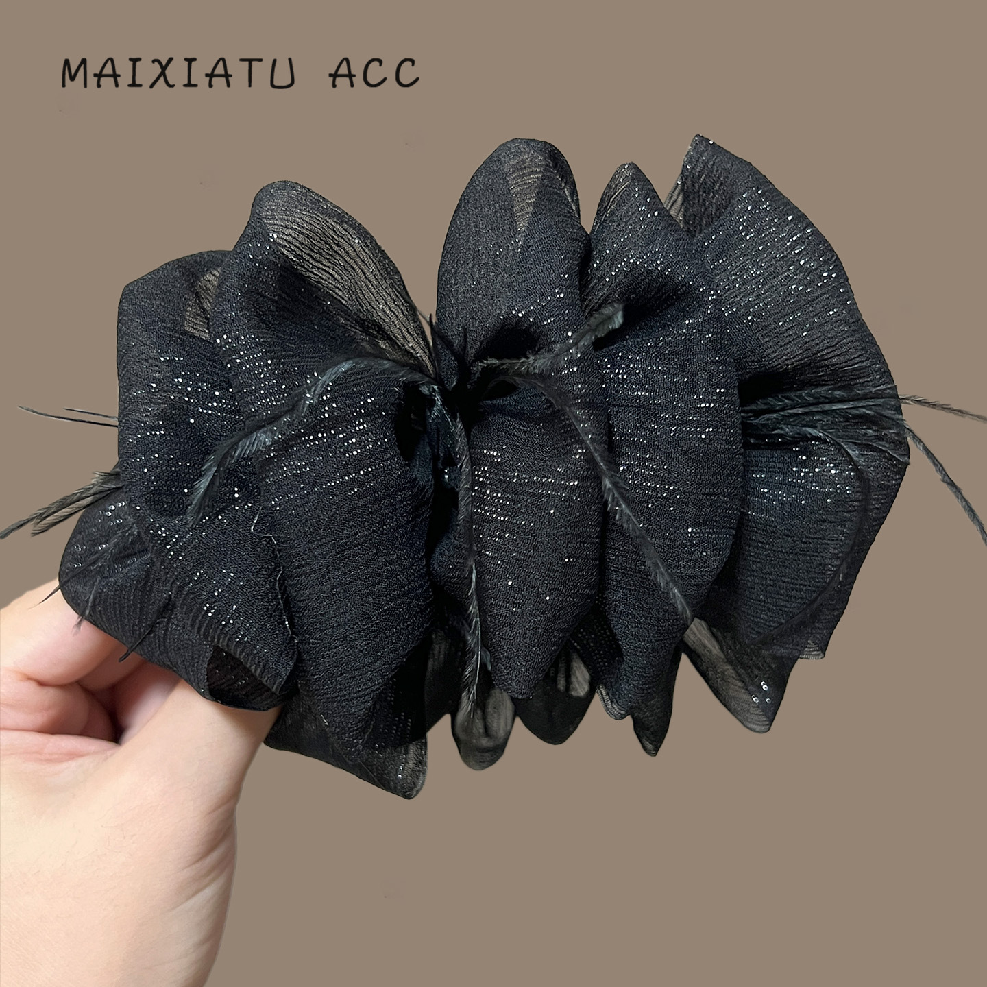 泡泡网纱羽毛香蕉夹竖夹横夹氛围感显发量高端气质发夹后脑勺盘发