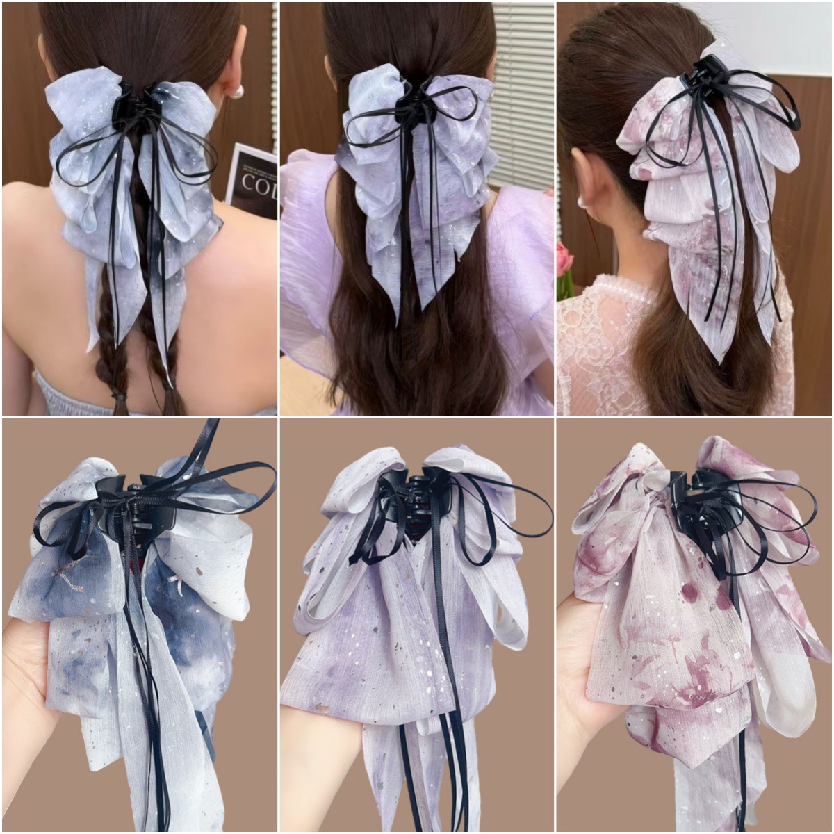国风仙气流苏飘带蝴蝶结抓夹夏季新款时尚百搭发夹后脑勺半扎发卡