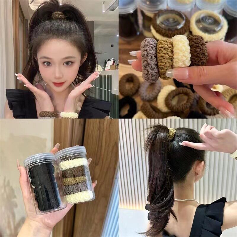 TKTK新款加粗高弹力罐装头绳高马尾丸子绑头发盘发无接缝宽皮筋