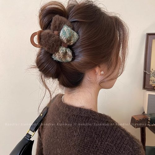 tktk小香风蝴蝶结抓夹女气质后脑勺发夹鲨鱼夹秋冬2025新款感头饰