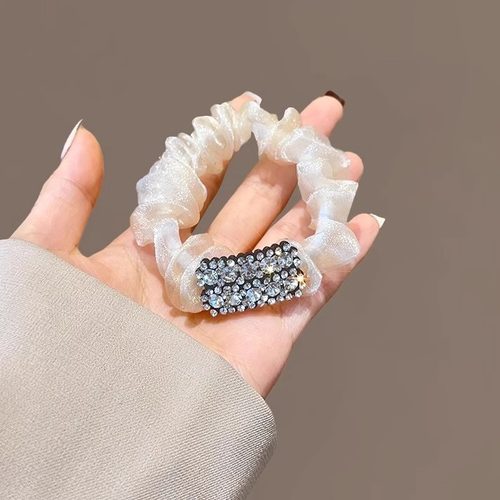 TKTK跨境款闪钻网纱扎头头绳高端女扎马尾高弹力耐用不勒发无扎痕