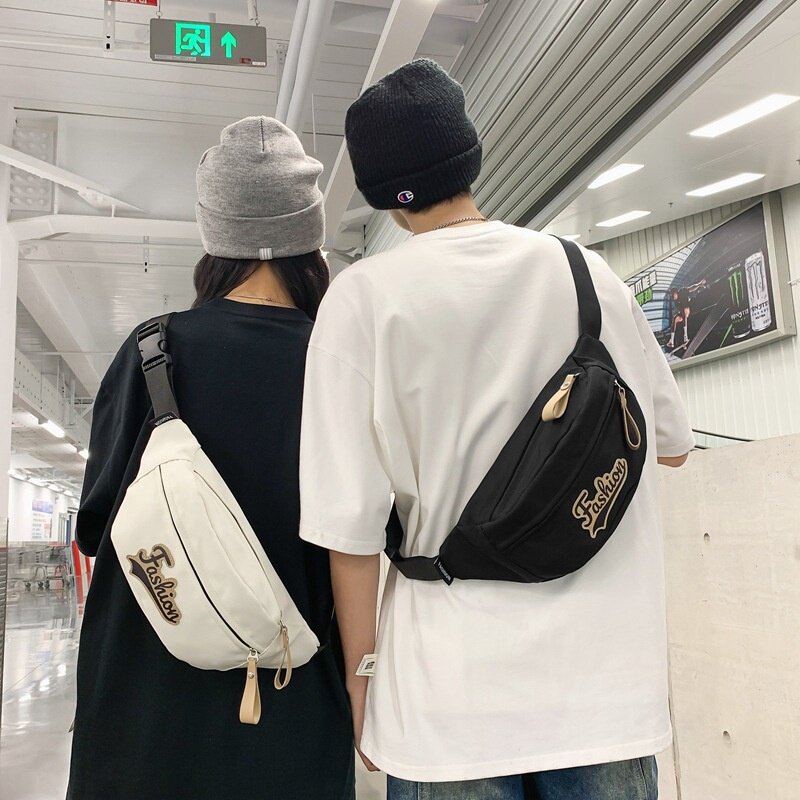 2026新款跨境时尚潮流胸包女士纯色简约腰包休闲牛津布斜挎包