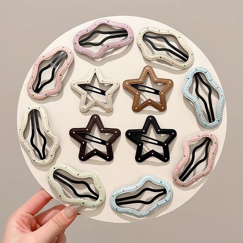 tktk波点皮质发夹女甜酷辣妹bb夹简约刘海夹前额碎发卡头饰