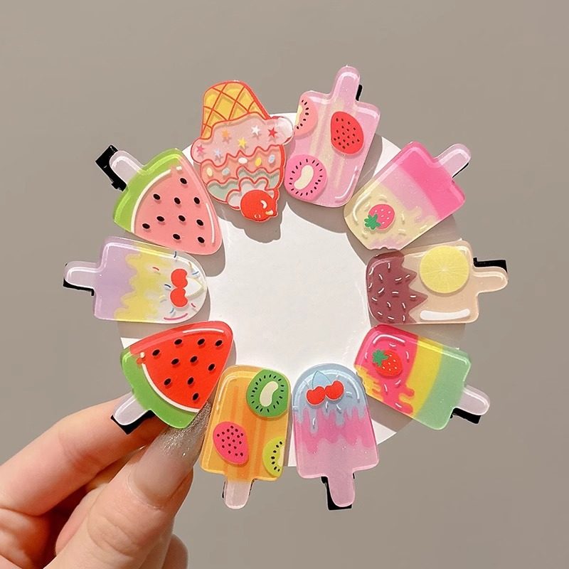 TKTK迷你冰淇淋发卡女童夏季创意头饰宝宝侧边刘海夹儿童趣味小