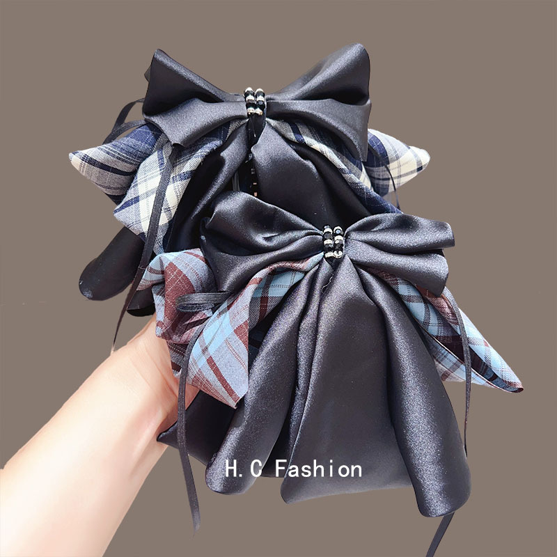 韩系美拉德格子布艺马尾夹新款感气质抓夹时尚百搭发夹头饰女