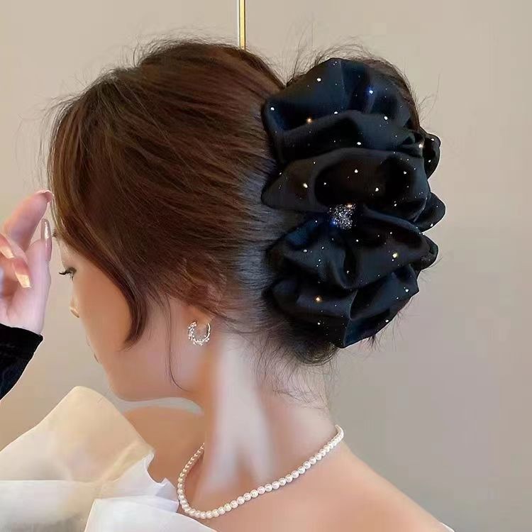 满天星爱心亮闪抓夹女新年新款精致名媛风鲨鱼夹显发量蝴蝶结发抓