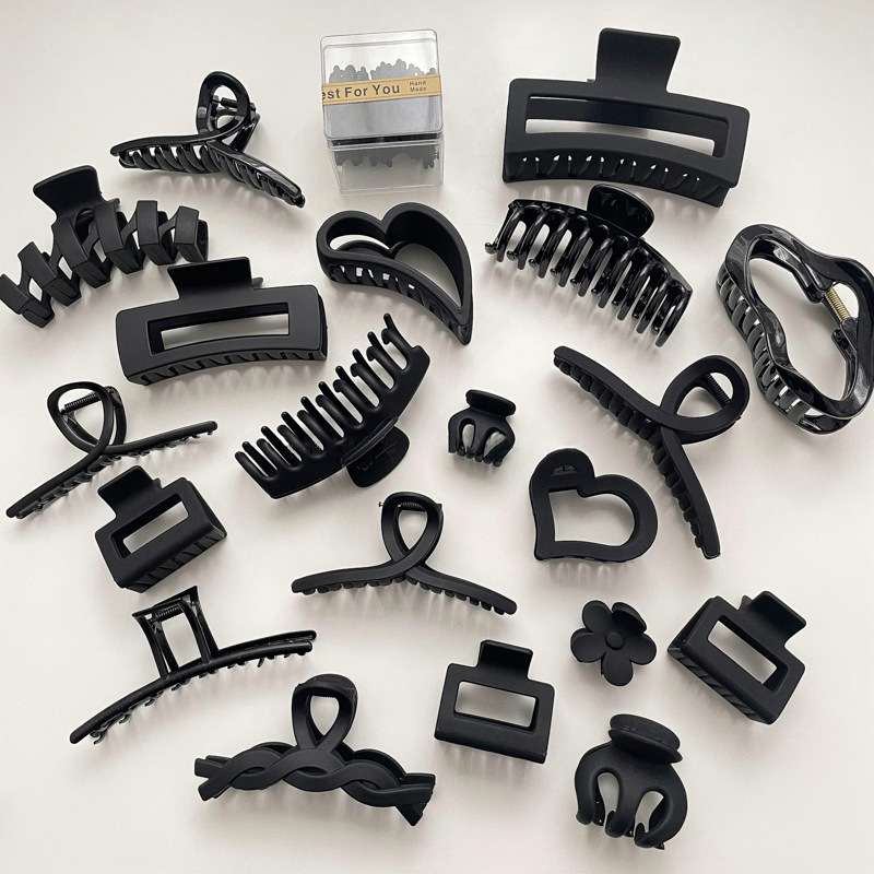 tktk夏季感黑色大号鲨鱼夹方形抓夹发卡不伤发百搭显发量头饰