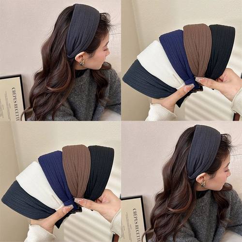 tktk加厚感宽边发箍女2025新款高颅顶毛线发卡发饰防滑不压发头箍