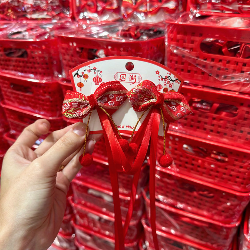 tktk中国风女童汉服发夹发卡古风儿童流苏蝴蝶结头饰套装新年发饰