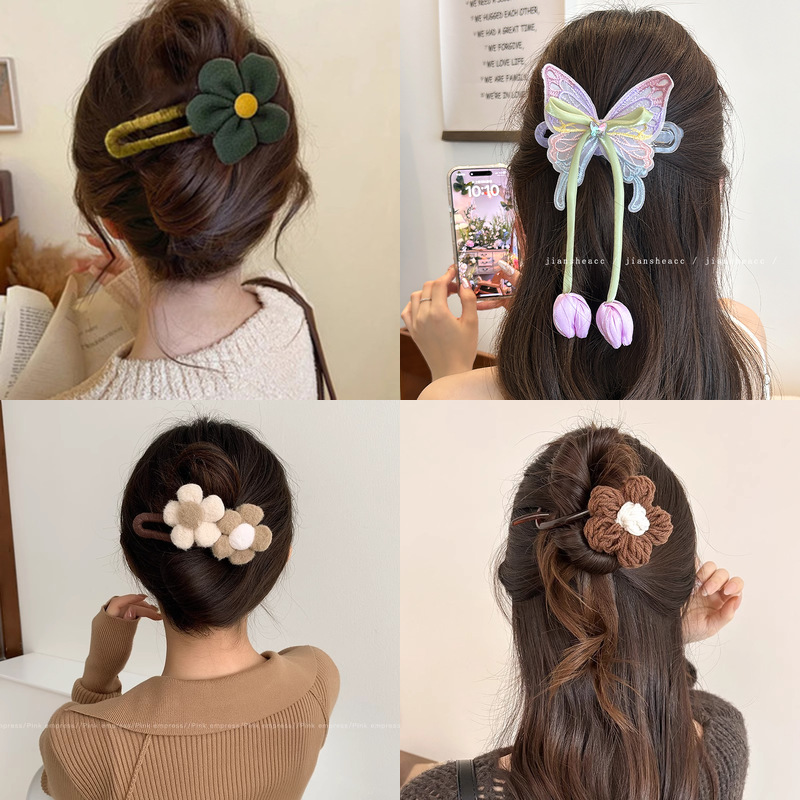 tktk缪斯可爱蝴蝶结发夹女后脑勺感盘发鸭嘴夹大号抓夹2025新款
