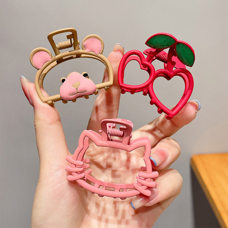 TKTK俏皮猫咪小熊镂空金属发夹女夏高马尾小号甜美可爱抓夹头饰