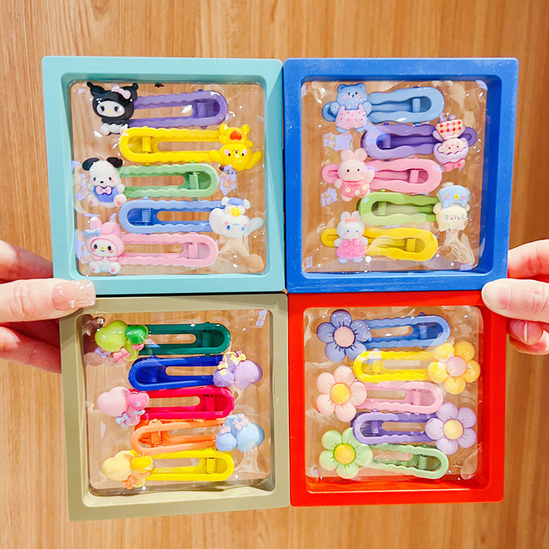 相框收纳盒韩国可爱莫兰迪小糖豆发夹儿童卡通发卡女童刘海夹边夹