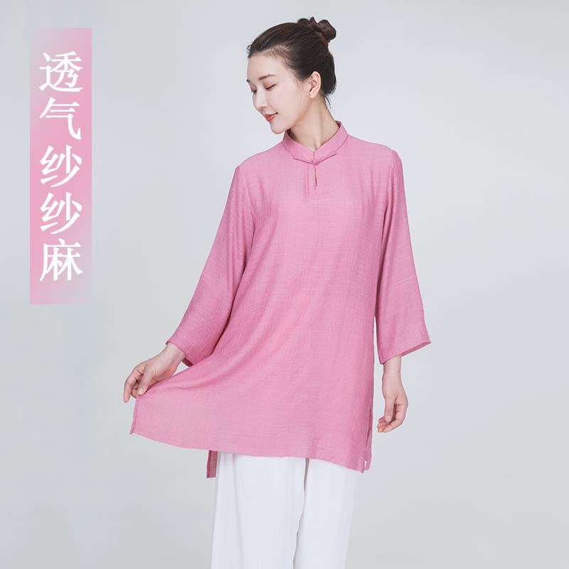 太极服女装2026夏天新款高端棉麻亚麻太极拳练功服夏季服装中长款图片