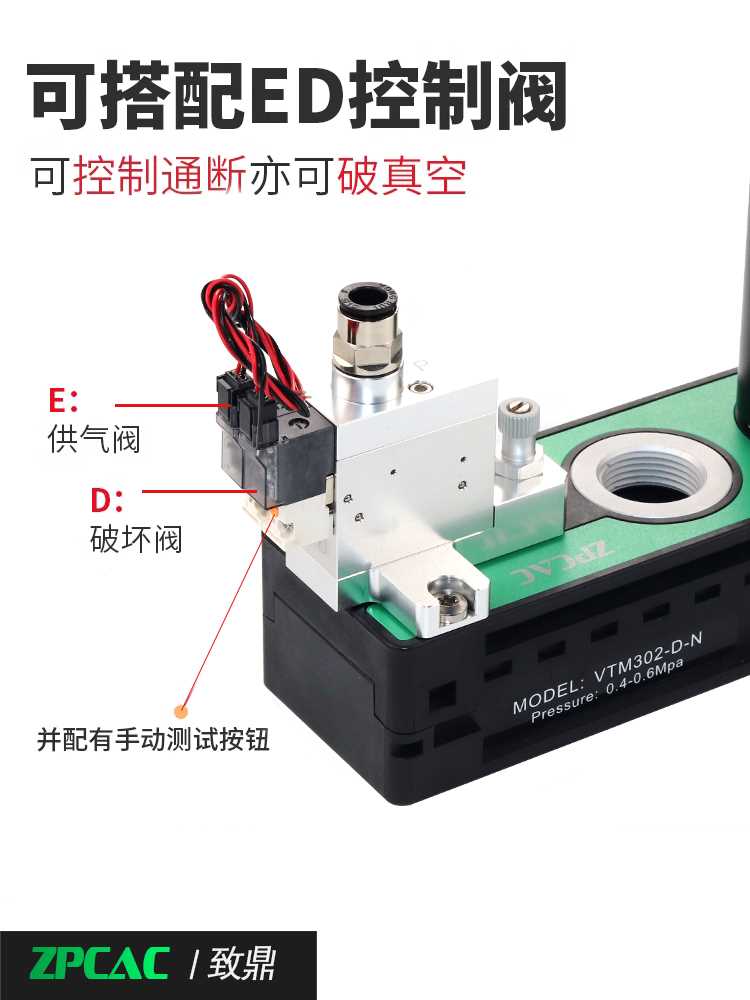 ZPCAC多级真空发生器气动大流量大吸力VTM系列集成式负压真空泵