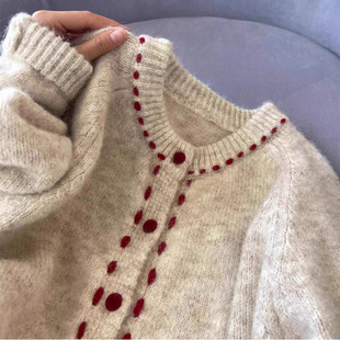 法式 宽松慵懒设计感洋气上衣休闲外套 复古软糯针织毛衣女2025秋季