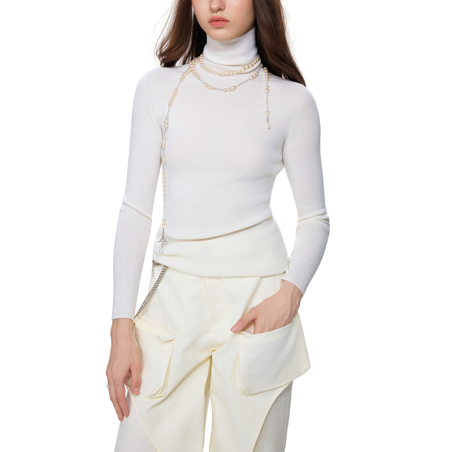 无脊椎25fw-038绵羊毛高领精仿修身打底衫