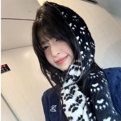 秋冬情侣提花仿貂毛披肩围脖
