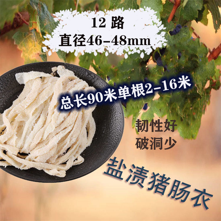 12路优质长把盐渍猪肠衣灌香肠腊肠红肠90米单根2到16米