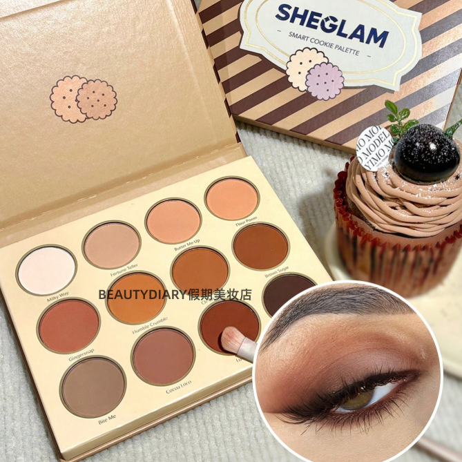 现货SHEGLAM Smart Cookie Palette 12 色闪光哑光眼影盘