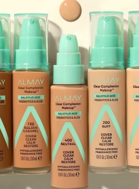 保税Almay Clear Complexion水杨酸温和祛痘粉底液敏感油痘肌控油