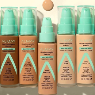 保税Almay Clear Complexion水杨酸温和祛痘粉底液敏感油痘肌控油